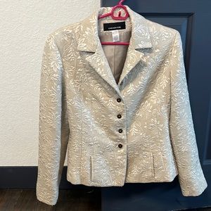 Jones New York Floral Print Embroidery Cream Jacket